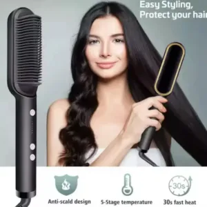 Hair Straightener Brush with Keratin Ceramic Coating Fast Heating, Adjustable Temperature, Anti-Frizz Design ( default, Standard ).