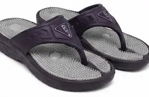 Men's Acupressure EVA Slippers | Lightweight Comfortable Massage Slip-On Slippers for Indoor & Outdoor Use ( grey, IND-7 )