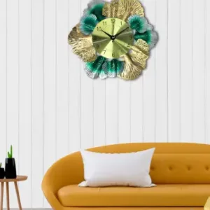 Decorative Round Iron Metal Wall Clock for Living Room, Bedroom, Office with Urdu Dail. ( green, M )