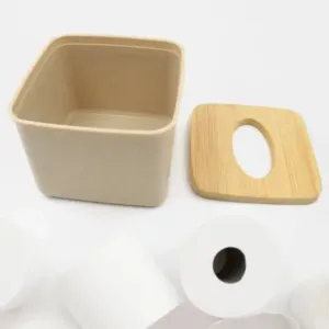 Tissue Box Desktop Stand Bamboo Tissue Cover Box Rectangular Paper Towel Holder Removable Tissue Dispenser for Bathroom Vanity Countertop Bedroom Car Holder Paper Towels Dispenser (1 Pc ).