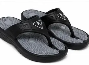 Men's Acupressure EVA Slippers | Lightweight Comfortable Massage Slip-On Slippers for Indoor & Outdoor Use ( black, IND-4 )