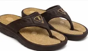 Men's Acupressure EVA Slippers | Lightweight Comfortable Massage Slip-On Slippers for Indoor & Outdoor Use ( brown, IND-9 )