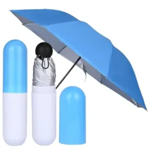 Capsule Shape Mini Folding Umbrella with Storage Case | Portable Pocket Umbrella | Waterproof Travel Umbrella for Men & Women ( default, OS )