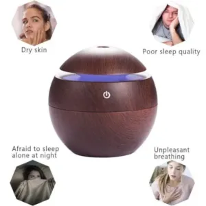 Wooden Cool Mist Humidifier Essential Oil Diffuser with 7 Color LED Night Light USB 130ml ( default, Standard )