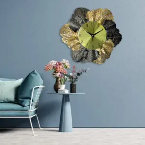 Decorative Round Iron Metal Wall Clock for Living Room, Bedroom, Office with Urdu Dail. ( black, M )