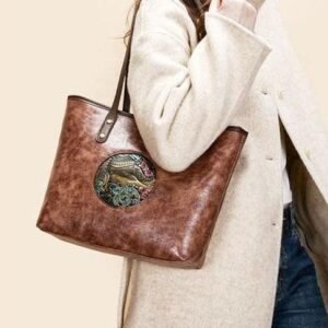 Women's Vintage Tote Dark Brown Bag