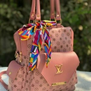 Women's Fashion Pastel Pink Backpack with Scarf