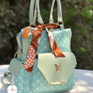 Women's Fashion Pista Green Backpack with Scarf