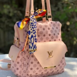 Women's Fashion Peach Backpack with Scarf