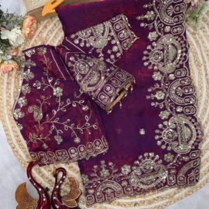 Premium Space Soft two tone silk Embroidery Thread Sequence Wine to Purple Saree