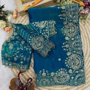 Premium Space Soft two tone silk Embroidery Thread Sequence Peacock Blue Sea Green Saree