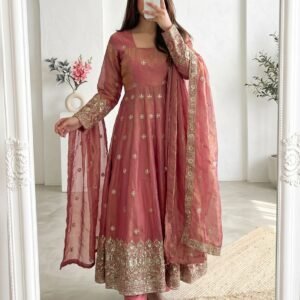 Designer Party Wear Anarkali Look Collection(Pastel Pink)