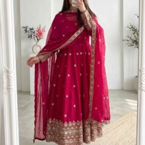 Designer Party Wear Anarkali Look Collection(Rani pink)