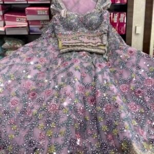 HEAVY SOFT NET REAL MIRROR WORK LEHENGAS CHOLI WITH DUPATTA
