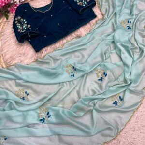 RANGOLI SILK ACRO BORDER KHATLI WORK SKY BLUE SAREE