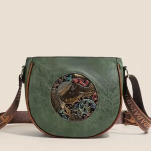 Vintage Women's Crossbody Olive Green Saddle Bag