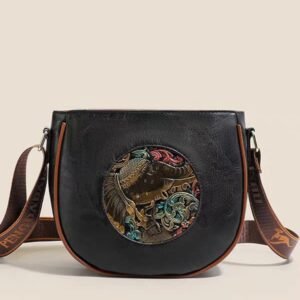 Vintage Women's Crossbody Black  Saddle Bag