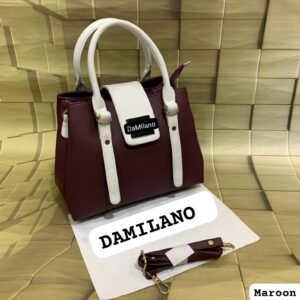 DA MILANO Style Premium White & Brown Women's Handbag