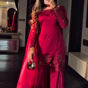 Designer Fendy Silk Kurti Palazzo Set