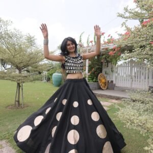 Royal Black Gota Work Lehenga Set