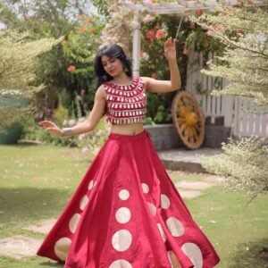 Royal Red Gota Work Lehenga Set