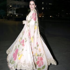 Elegant Embroidered Sequence Gown Set with Printed Dupatta