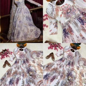 Premium Georgette Digital Print Multi Colour Anarkali Gown Set