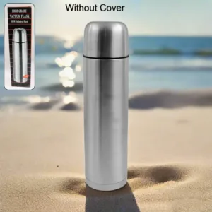 Vacuum Flask Without Cover, 18/8 Stainless Steel | Hot and Cold Water Bottle with Push-Down Lid | Double Walled Stainless Steel Bottle for Travel, Home, Office, School