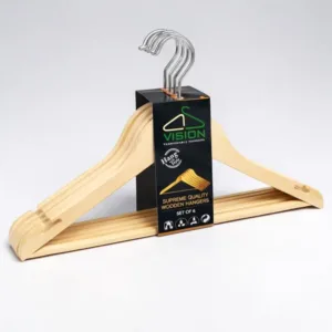 Pack of 6 Wooden Look Hangers | Strong Plastic Clothes Hangers | Space Saving Slim Design Non-Slip Wardrobe Organizer
