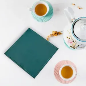 Premium Leather Square Coaster | Heat Resistant Waterproof Table Mat for Cups, Glasses & Mugs | Reversible Drink Coaster ( default, OS )