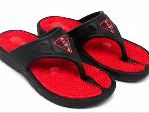Men's Acupressure EVA Slippers | Lightweight Comfortable Massage Slip-On Slippers for Indoor & Outdoor Use ( red, IND-10 )