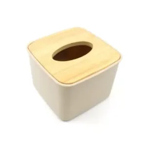 Tissue Box Desktop Stand Bamboo Tissue Cover Box Rectangular Paper Towel Holder Removable Tissue Dispenser for Bathroom Vanity Countertop Bedroom Car Holder Paper Towels Dispenser (1 Pc ).