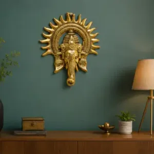 Metal Lord Ganesha Wall Hanging | Gold Finish Ganpati Wall Decor for Home, Office & Temple ( default, OS )