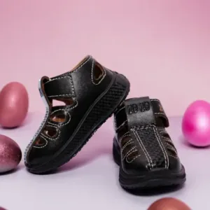 Kids PVC Sandals Tan Color Velcro Strap Comfortable Lightweight Daily Wear Shoe Sandals ( black, 3.5-4 Years )