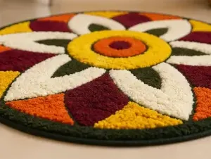 Stylish Rangoli Cotton Doormat with Anti-Skid Backing – Soft Decorative Floor Mat for Home Entrance, Bedroom & Kitchen ( default, OS )