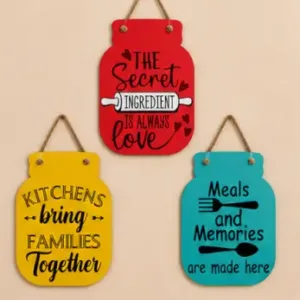 Wooden Kitchen Wall Hanging Decor Set of 3 | Decorative Wall Art for Kitchen & Dining Area ( default, OS )