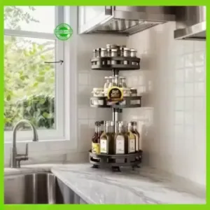 3-Tier 360° Rotating Spice Organizer Rack – Multi-Layer Kitchen Storage Stand for Spices, Bottles & Condiments (Assembly Required) ( default, OS )