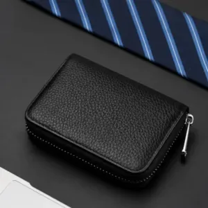 Premium PU Leather Credit Card Holder – 9 Slot Zipper Card Wallet for ATM, Debit, Credit & ID Cards ( black, OS )
