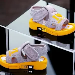 Kids Shiny Indoor Outdoor Sandals with Whistle Sound Chu-Chu Musical Comfortable Footwear ( yellow, 18-24 Months )