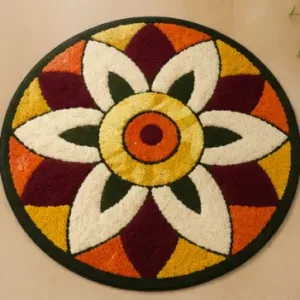 Stylish Rangoli Cotton Doormat with Anti-Skid Backing – Soft Decorative Floor Mat for Home Entrance, Bedroom & Kitchen ( default, OS )