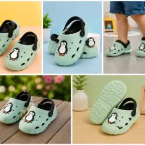 Kids Clogs Sandals Lightweight Perforated Slip On Casual Footwear for Boys and Girls ( green, 6-6.5 Years )