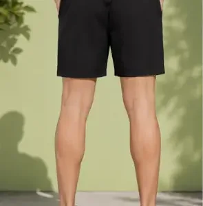 Men's Solid Lycra Cotton Capri Shorts – Stretchable Casual Half Pants for Daily Wear, Gym, Running & Lounge Wear ( black, M )