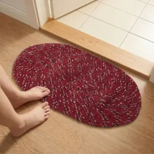 Oval Anti-Slip Floor Mat | Soft Multipurpose Rug for Bathroom, Kitchen & Home Entrance ( red, OS )