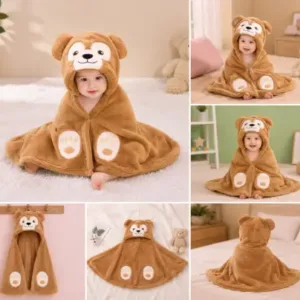 Hooded Baby Bath Towel – Soft Cotton Blend Animal Embroidered Baby Wrap for Boys & Girls ( default, OS )