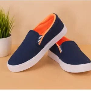 Kids Canvas Casual Slip-On Sneakers Blue Lightweight Breathable Walking Shoes ( blue, 4-5 Years )