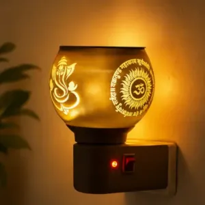 Glass Electric Kapoor Dani with Ganesh Ji & Om Design – Multipurpose Camphor Diffuser & Incense Burner for Home & Puja ( default, OS )