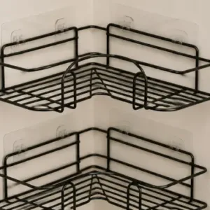 Self Adhesive Metal Corner Shelf for Bathroom & Kitchen | Wall Mounted L-Shape Storage Rack (Pack of 2) ( default, OS )