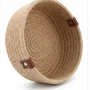 Handwoven Mini Jute Storage Basket Set of 3 with Lid | Natural Rope Organizer for Home, Kitchen & Shelf Storage ( default, OS )