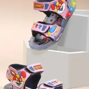 Kids Light-Up Cartoon LED Sandals Double Strap Adjustable Velcro Cushioned Durable Footwear ( pink, 4-4.5 Years )