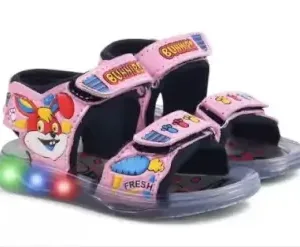 Kids Light-Up Cartoon LED Sandals Double Strap Adjustable Velcro Cushioned Durable Footwear ( pink, 5-5.5 Years )